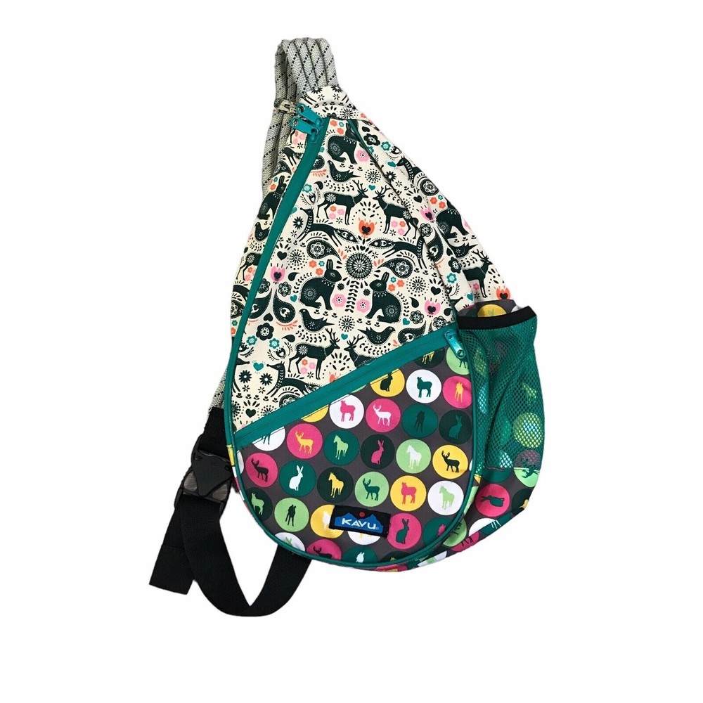 Kavu Sling Bag Backpack Animal Dots Cozy Critters Folklore EUC Clean